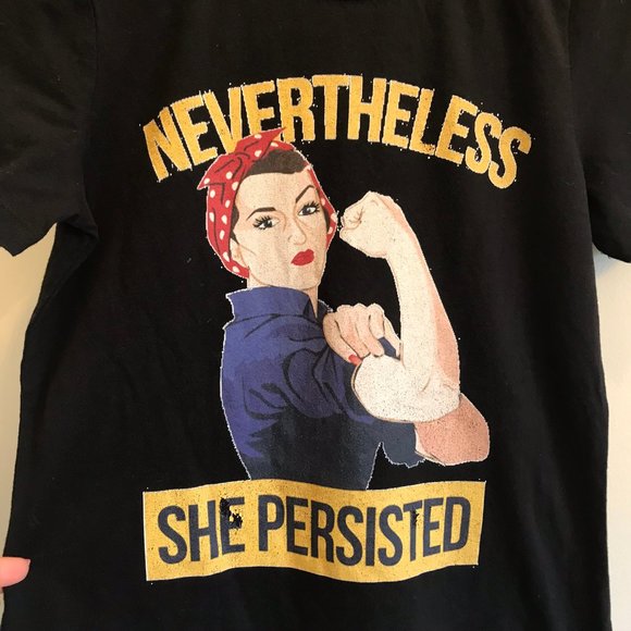 Tops - 4/$23 Rosie the Riveter T Black Sz XS